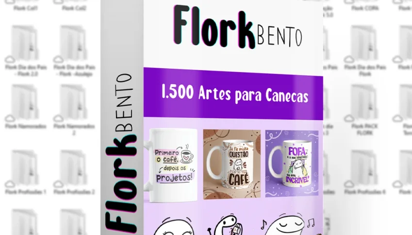 Pack 1500 Artes Sublimação Para Canecas - Flork Bento