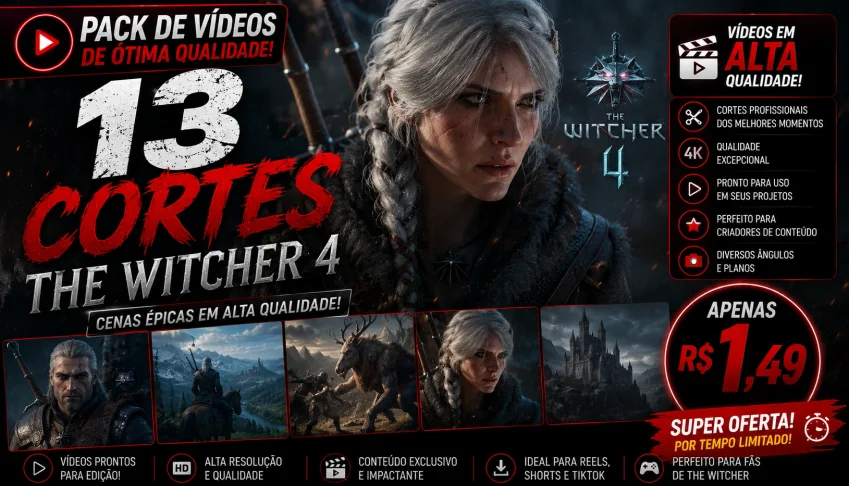 ⚔️🐺 Pack 13 Cortes The Witcher 4 — Vídeos para TikTok, Reel