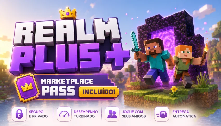 Servidor Realms Plus + MarketPlace Pass de Minecraft Bedrock