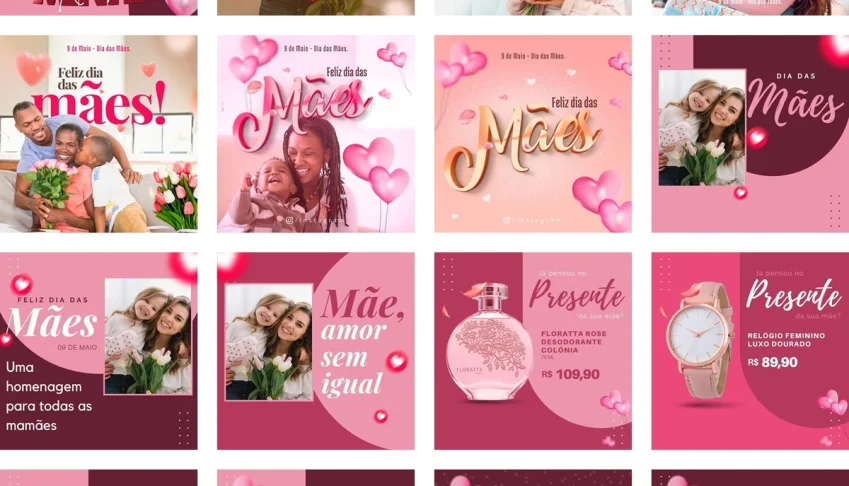 Pack Canva Dia das Mães Artes Temas