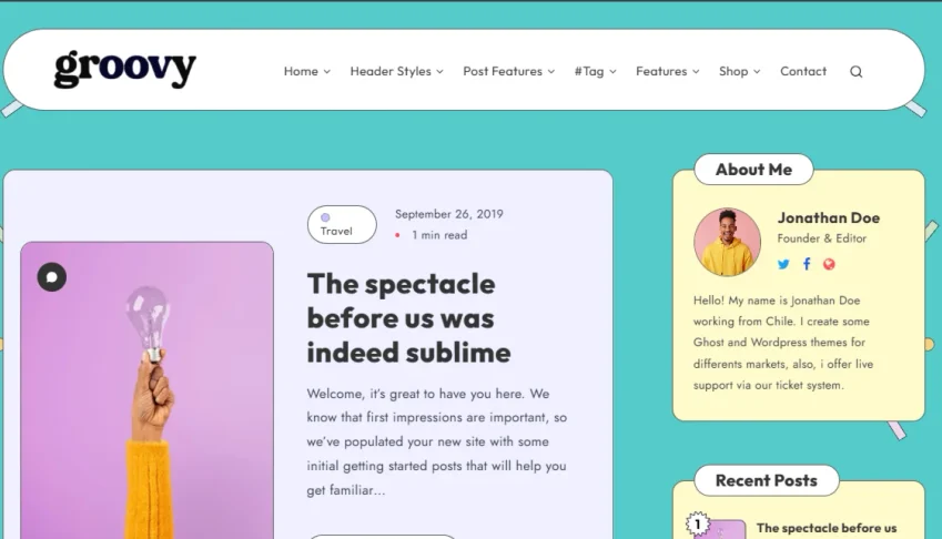 Tema Groovy 2.3.0 moderno e leve Wordpress