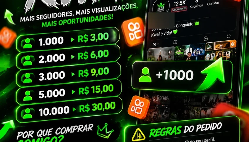 🔥 1.000 Seguidores Kwai por apenas R$ 4.00!! 🚀