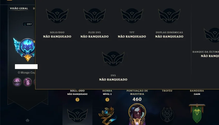 Unranked com 150 Champs e 93 Skins ( ADC / JG / SUP )