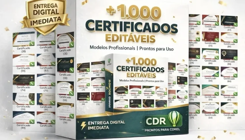1000 Certificados Premium Editáveis no CorelDraw