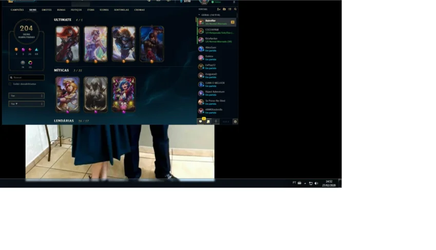 Vendo conta do lol, com 174 skin, 10 gemas, level 284