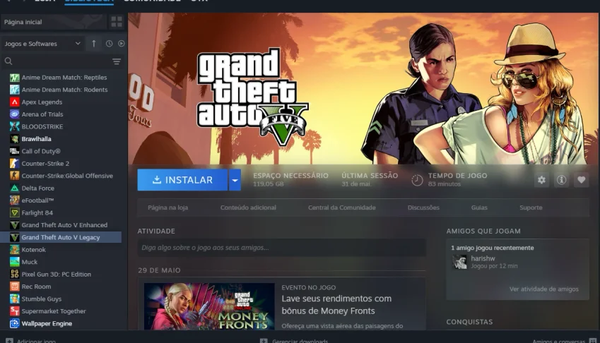 🔥 Conta Steam com CS2 Competitivo Liberado + GTA V.