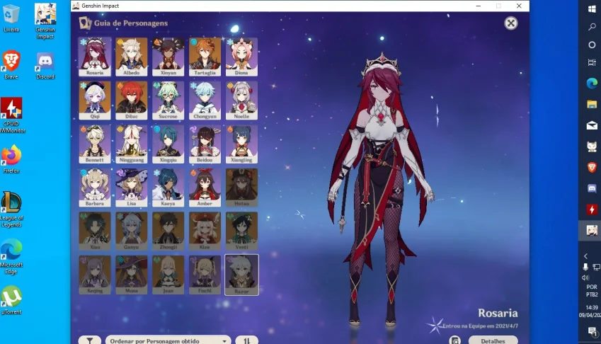 Chield+Rosária+Albedo+Diluc+QiQi + ARMAS 5 Stars +