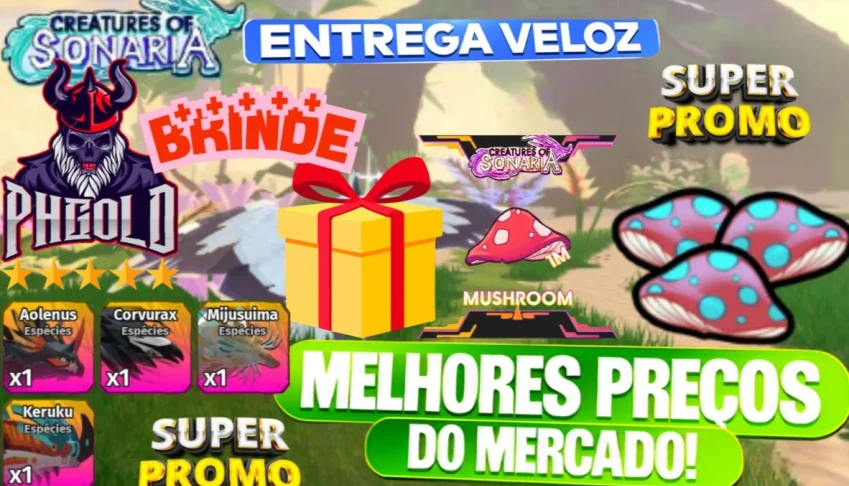 [Mais Barato] Mush +5%Brinde - Creatures Of Sonaria - 24H On