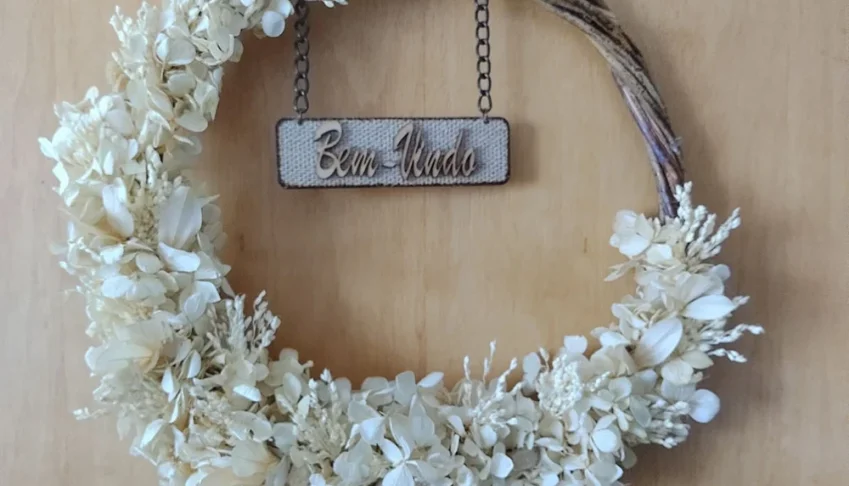 Guirlanda Rústica com Flores e Bem-vindo - Tamanhos