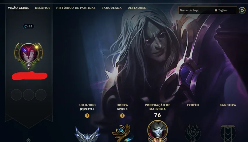Conta Lol Prata, 42 Skins, 1 Lendária, Upada na Mão, Lvl 44