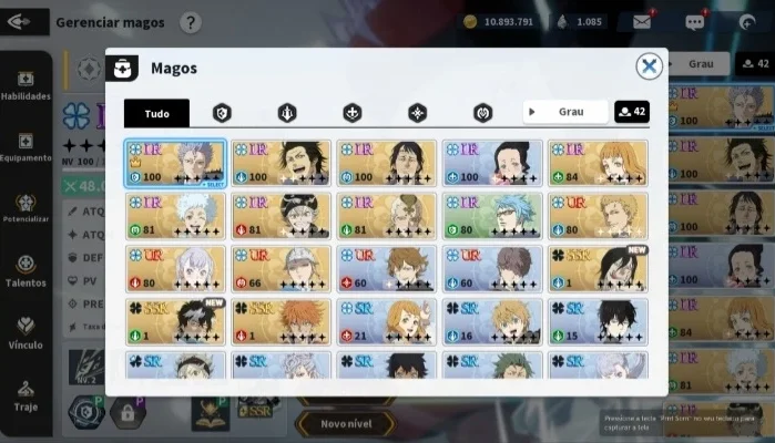 Conta de Black Clover Mobile