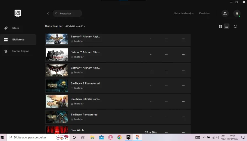 Conta epic games com 140 jogos