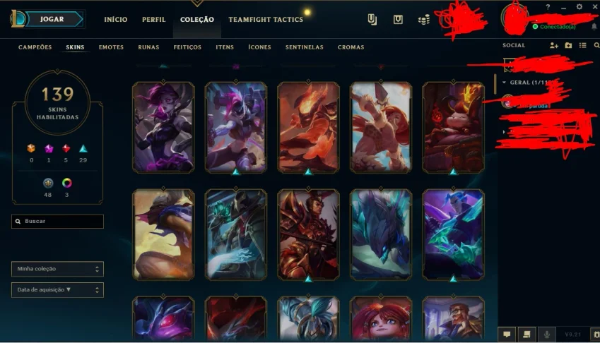 Conta LOL varias skins Elo Ouro IV