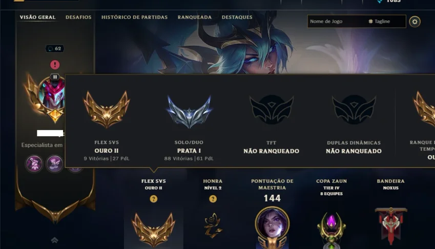 Prata 1 com 90 Champs e 19 Skins