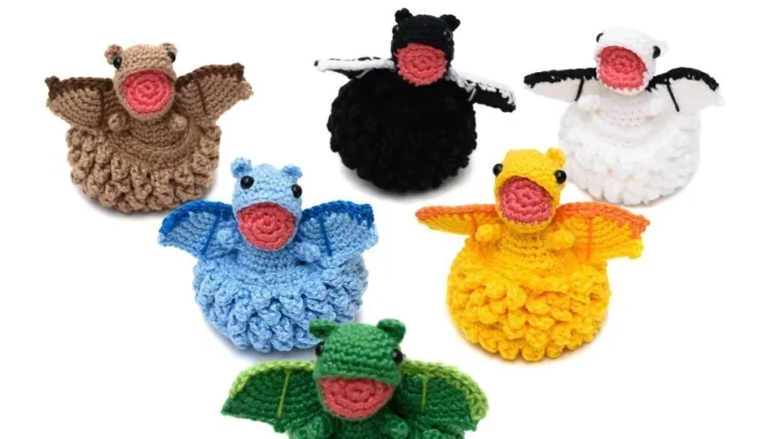 Coleção Ovo com filhote de Dragão em amigurumi