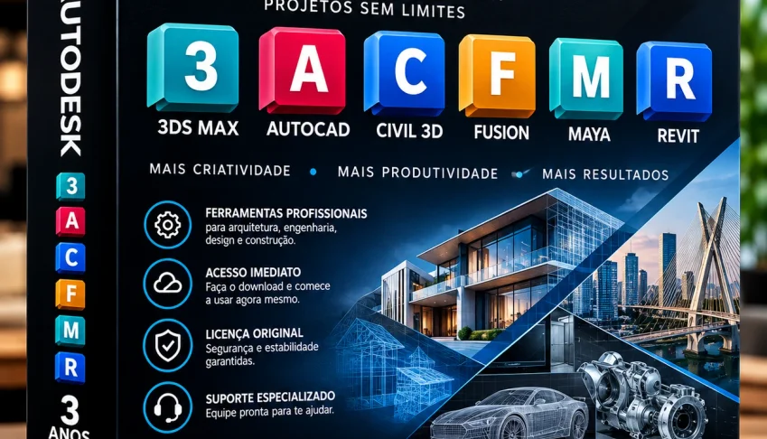3 ANOS Autodesk - Revit Autocad Inventor Fusion Civil 3d