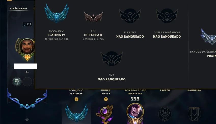Platina 4 com 95 Champs e 41 Skins