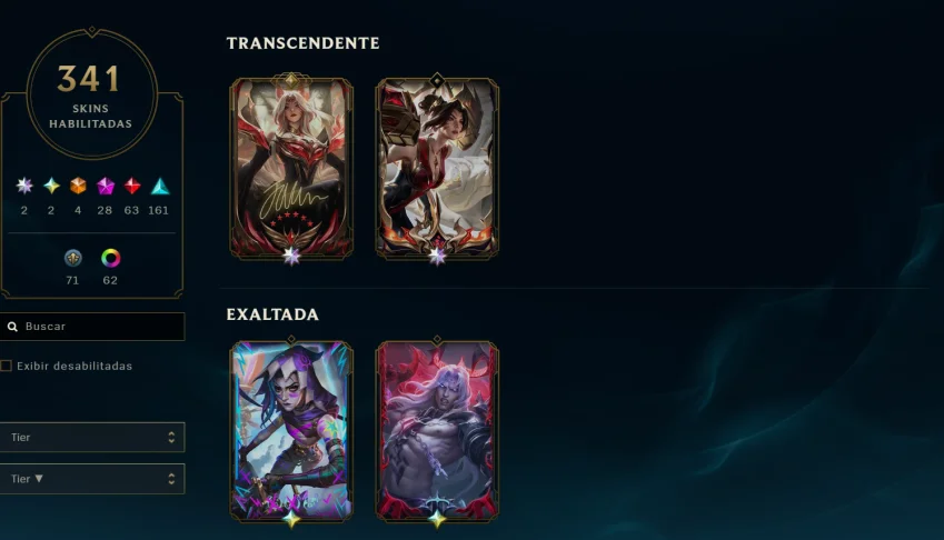 Skins do Faker Autografada, Jinx e Viego Exaltada
