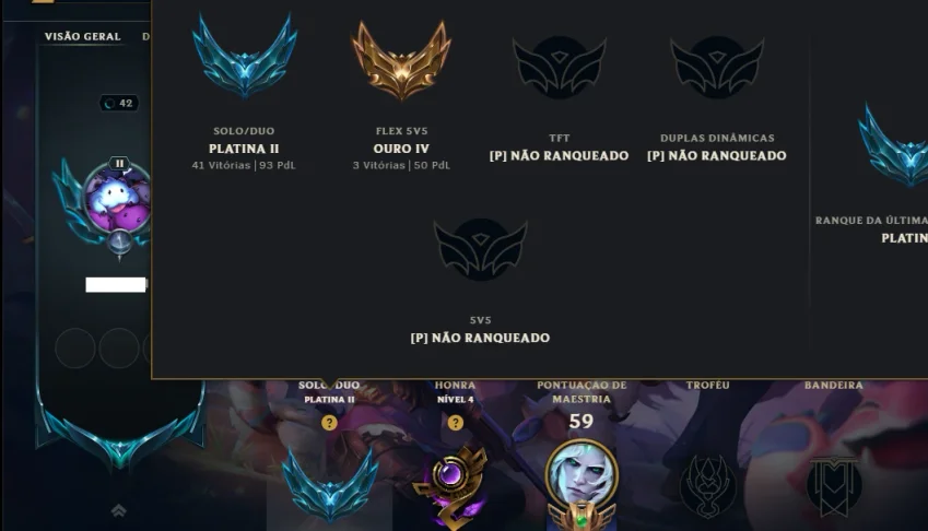 Platina 2 com 60 Champs e 49 Skins ( ADC / SUP / JG )