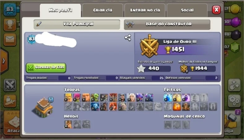 Clash of clans cv8 quase Full barato
