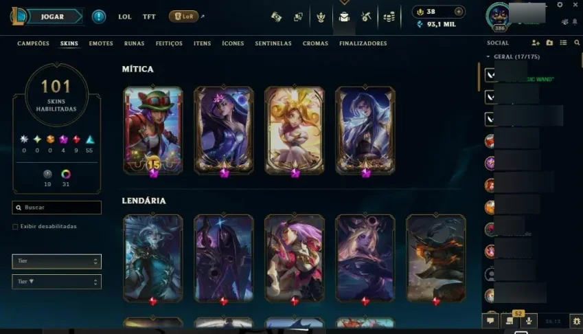 Conta com mais de 100 skins e elo prata