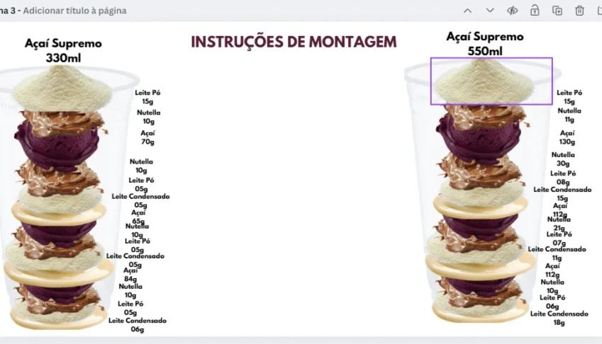 Instrução Ilustração Montagem Copo Açaí