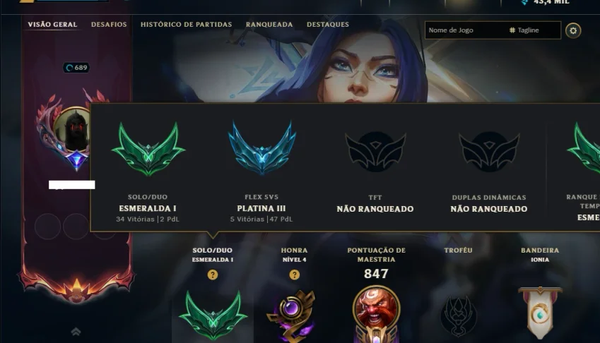 Esmeralda 1 com TODOS os Champs e 257 Skins ( JG / MID ADC )