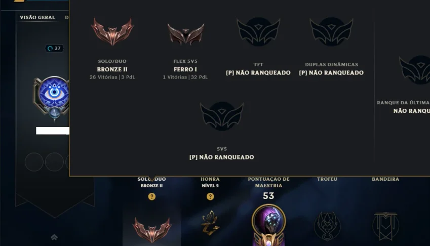 Bronze 2 com 90 Champs e 44 Skins
