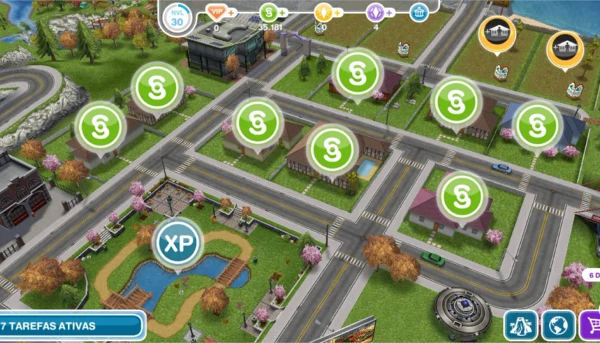 The sims free player conta nível 30