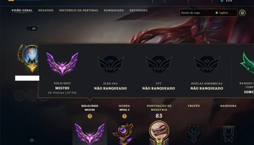 Mestre com 110 Champs e 9 Skins +21 Fragmentos