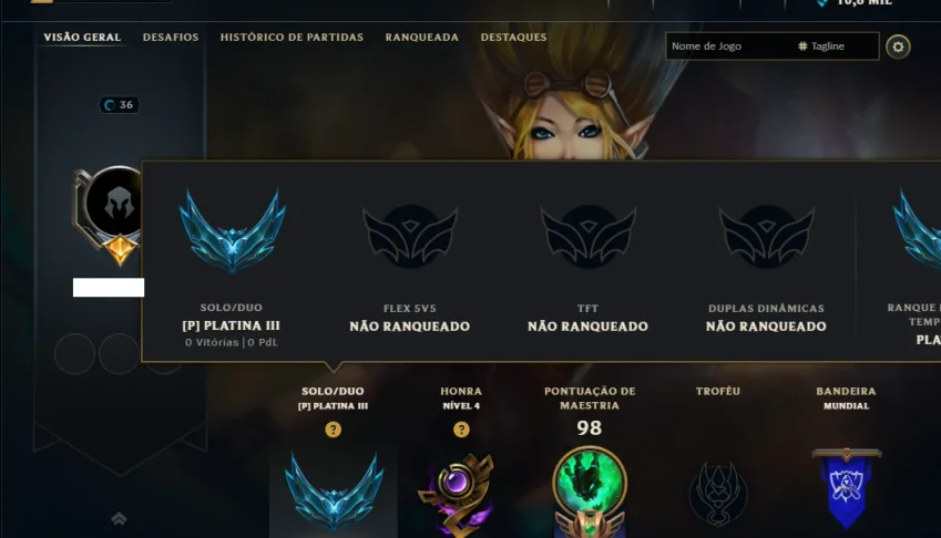 Platina 3 com 50 Champs e 11 Skins