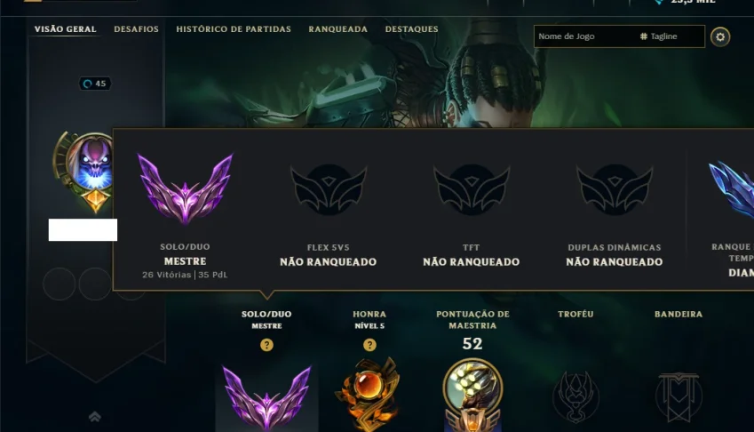 Mestre com 60 Champs e 16 Skins ( 35 PDL )