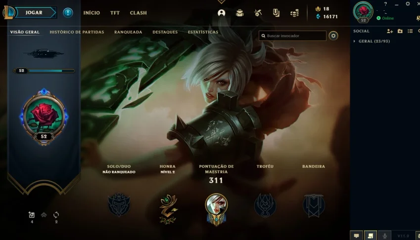 CONTA LEGUE OF LEGENDS 116 SKINS/NÍVEL 52/UNRANKED