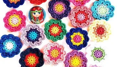 Flor Primavera em Crochê (7cm)