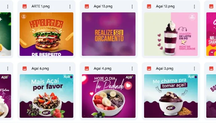 Pack Canva Açaí Lanches Sorvete Pizza 2024 Premium Editavel