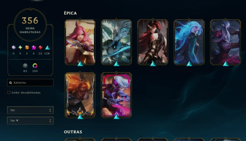 Conta 2013 - Main katarina com todos campeões e 356 skins