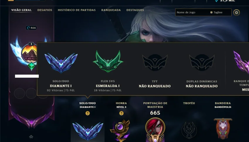 Diamante 1 com TODOS os Champs e 84 Skins ( 75 PDL )