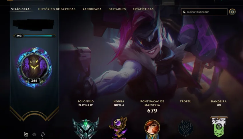 Conta Platina, Honra 4, 268 skins, incluindo ultimate.