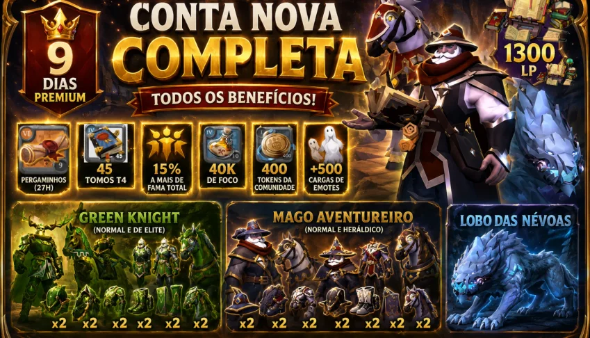 Conta BUFADA + Premium 9d + (Pacote Cavaleiro + Pacote Mago)