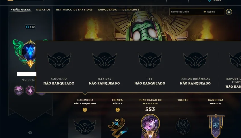 Unranked com TODOS os Champs e 90 Skins ( MID / JG / SUP )