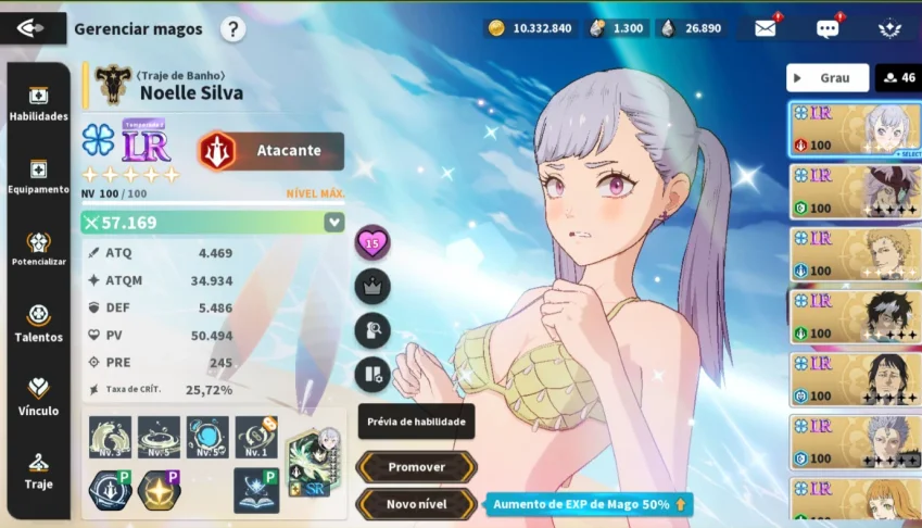 Conta Black Clover M - Julius 5⭐ Noelle ⭐+ 22 Personagens Lr