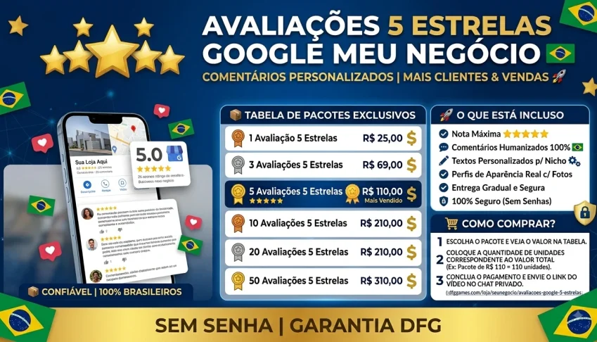 Avaliações Google Meu Negócio 5 Estrelas 🇧🇷