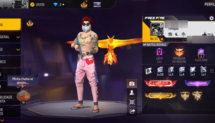 Vende-se conta free fire level 57