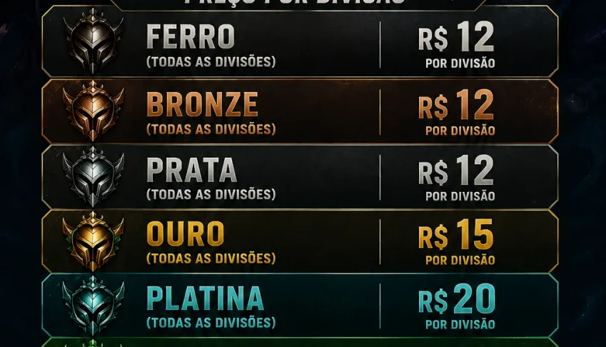 🎮 Elojob League Of Legends — Preço Por Divisão 🏆