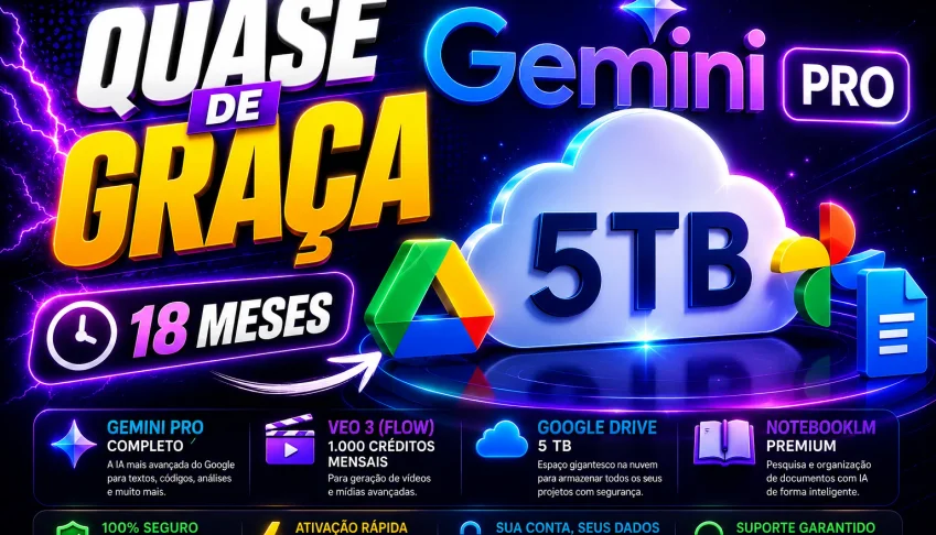 Google AI Pro- 18 Meses + 5TB Drive 30 dias de Garantia