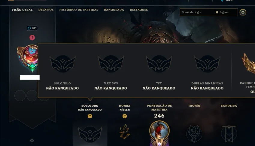 Unranked com 70 Champs e 12 Skins