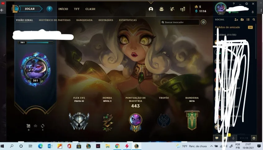 CONTA DE LOL LVL 361 com +70 skins