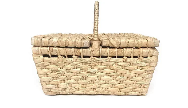 Mini Cesta de Piquenique de Palha de Milho 29x18x14