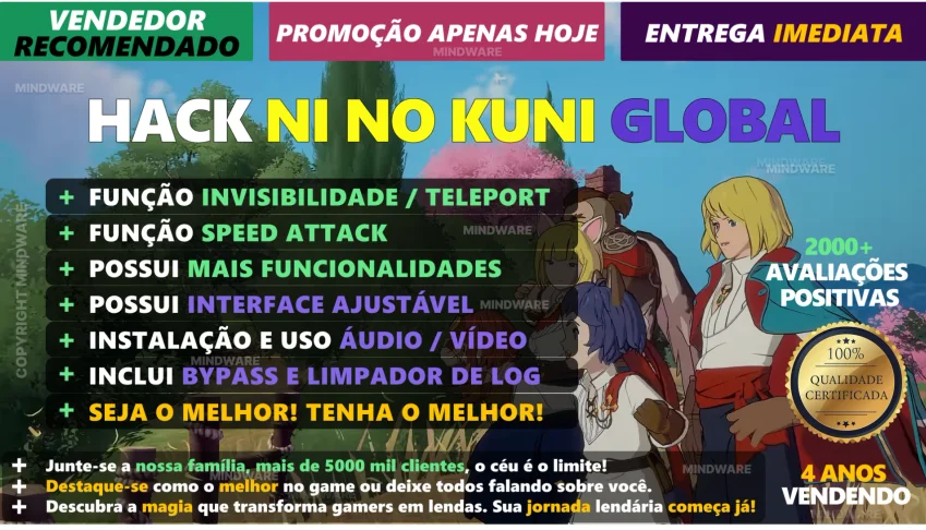 HACK NI NO KUNI GLOBAL 🚀 100% INDETECTÁVEL E RECOMENDADO