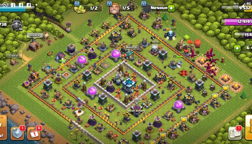 Vendo conta Clash off clans CV 13, com mais de 6.000 gemas